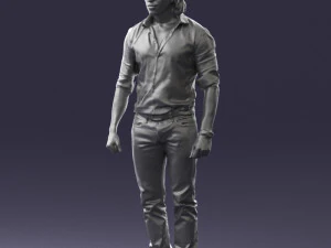 000537 Serious Man in Black Outfit Cinematic Male Character 3D Model