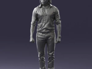 000537 Serious Man in Black Outfit Cinematic Male Character 3D Model