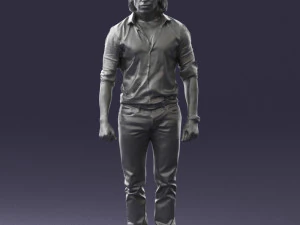 000537 Serious Man in Black Outfit Cinematic Male Character 3D Model