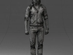 000537 Serious Man in Black Outfit Cinematic Male Character 3D Model