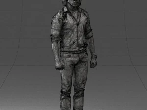 000537 Serious Man in Black Outfit Cinematic Male Character 3D Model