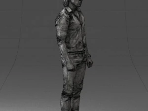 000537 Serious Man in Black Outfit Cinematic Male Character 3D Model