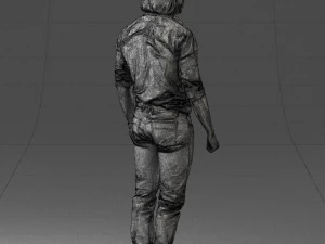 000537 Serious Man in Black Outfit Cinematic Male Character 3D Model
