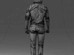 000537 Serious Man in Black Outfit Cinematic Male Character 3D Model
