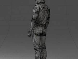 000537 Serious Man in Black Outfit Cinematic Male Character 3D Model