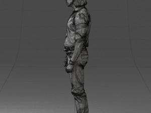 000537 Serious Man in Black Outfit Cinematic Male Character 3D Model