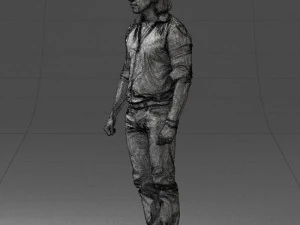 000537 Serious Man in Black Outfit Cinematic Male Character 3D Model