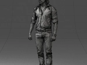 000537 Serious Man in Black Outfit Cinematic Male Character 3D Model