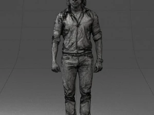 000537 Serious Man in Black Outfit Cinematic Male Character 3D Model