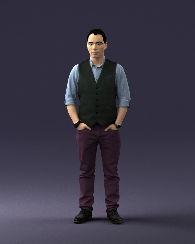 000539 Smart Casual Man with Vest Modern Male Character 3D Model .c4d .max .obj .3ds .fbx .stl .blend 