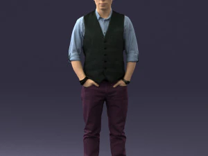 000539 Smart Casual Man with Vest Modern Male Character 3D Model