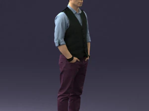 000539 Smart Casual Man with Vest Modern Male Character 3D Model