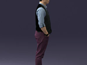 000539 Smart Casual Man with Vest Modern Male Character 3D Model