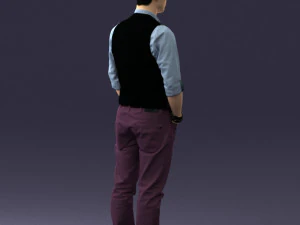 000539 Smart Casual Man with Vest Modern Male Character 3D Model