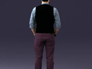 000539 Smart Casual Man with Vest Modern Male Character 3D Model