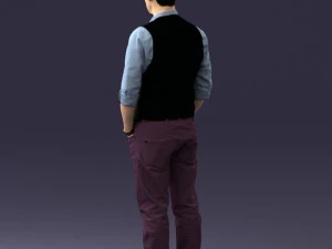000539 Smart Casual Man with Vest Modern Male Character 3D Model