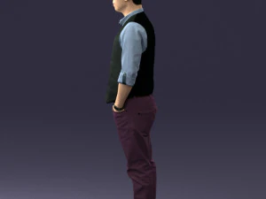 000539 Smart Casual Man with Vest Modern Male Character 3D Model
