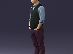 000539 Smart Casual Man with Vest Modern Male Character 3D Model