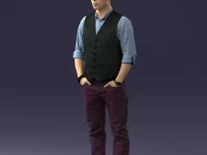 000539 Smart Casual Man with Vest Modern Male Character 3D Model