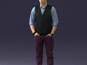 000539 Smart Casual Man with Vest Modern Male Character 3D Model