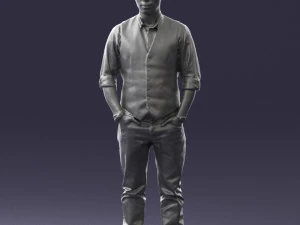 000539 Smart Casual Man with Vest Modern Male Character 3D Model