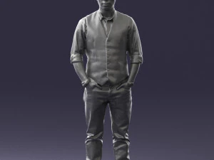 000539 Smart Casual Man with Vest Modern Male Character 3D Model