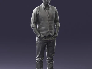 000539 Smart Casual Man with Vest Modern Male Character 3D Model