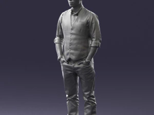 000539 Smart Casual Man with Vest Modern Male Character 3D Model