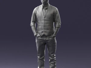 000539 Smart Casual Man with Vest Modern Male Character 3D Model