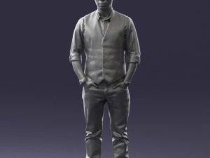 000539 Smart Casual Man with Vest Modern Male Character 3D Model