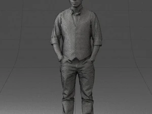 000539 Smart Casual Man with Vest Modern Male Character 3D Model