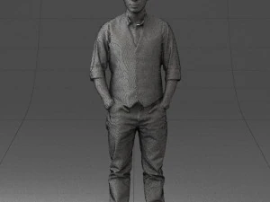 000539 Smart Casual Man with Vest Modern Male Character 3D Model