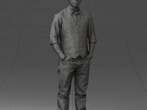 000539 Smart Casual Man with Vest Modern Male Character 3D Model