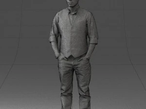 000539 Smart Casual Man with Vest Modern Male Character 3D Model