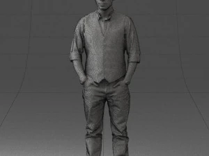 000539 Smart Casual Man with Vest Modern Male Character 3D Model