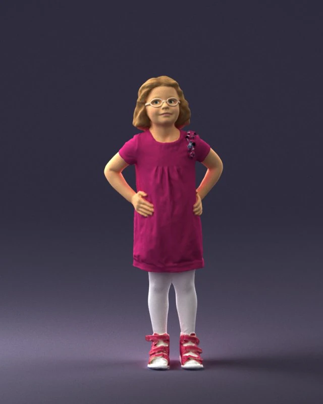 드레스를 입은 소녀 0163 3D 모델 .c4d .max .obj .3ds .fbx .stl .blend