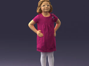 000499 Young Girl Standing with Hands on Hips Casual Child Character 3d print ready 3D Print Model