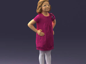 000499 Young Girl Standing with Hands on Hips Casual Child Character 3d print ready 3D Print Model