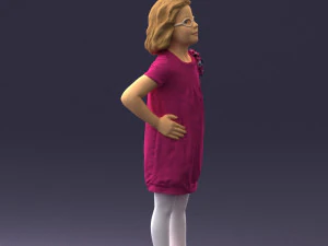 000499 Young Girl Standing with Hands on Hips Casual Child Character 3d print ready 3D Print Model