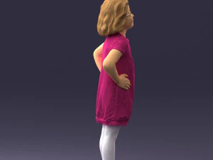 000499 Young Girl Standing with Hands on Hips Casual Child Character 3d print ready 3D Print Model