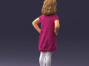 000499 Young Girl Standing with Hands on Hips Casual Child Character 3d print ready 3D Print Model