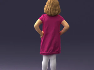 000499 Young Girl Standing with Hands on Hips Casual Child Character 3d print ready 3D Print Model