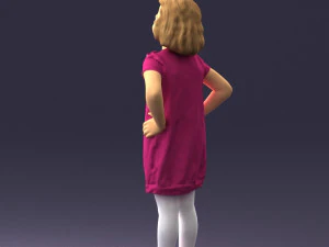 000499 Young Girl Standing with Hands on Hips Casual Child Character 3d print ready 3D Print Model