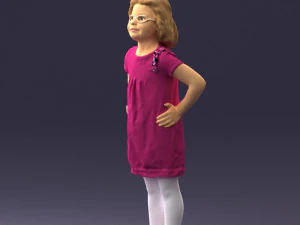 000499 Young Girl Standing with Hands on Hips Casual Child Character 3d print ready 3D Print Model