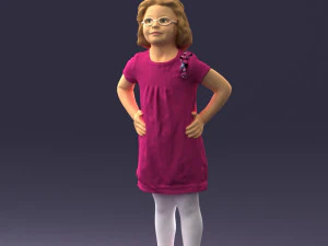 000499 Young Girl Standing with Hands on Hips Casual Child Character 3d print ready 3D Print Model