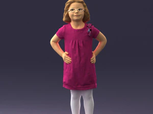 000499 Young Girl Standing with Hands on Hips Casual Child Character 3d print ready 3D Print Model