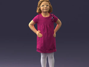000499 Young Girl Standing with Hands on Hips Casual Child Character 3d print ready 3D Print Model