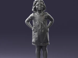 000499 Young Girl Standing with Hands on Hips Casual Child Character 3d print ready 3D Print Model