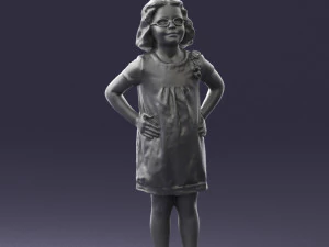 000499 Young Girl Standing with Hands on Hips Casual Child Character 3d print ready 3D Print Model