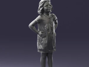 000499 Young Girl Standing with Hands on Hips Casual Child Character 3d print ready 3D Print Model